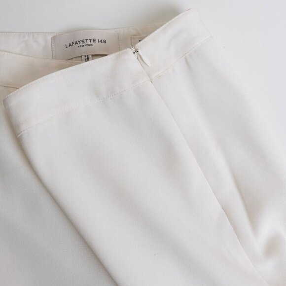 Lafayette 148 New York Bleecker Pant Straigth Office Trouser Ecru / Cloud White - Picture 7 of 14